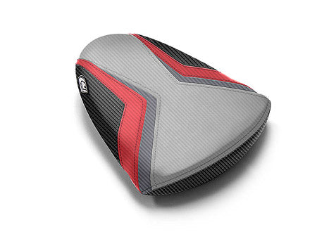LuiMoto Team Suzuki Seat Covers 2007-2008 Suzuki GSX-R1000 - Cf Black/Silver/Gunmetal/Red
