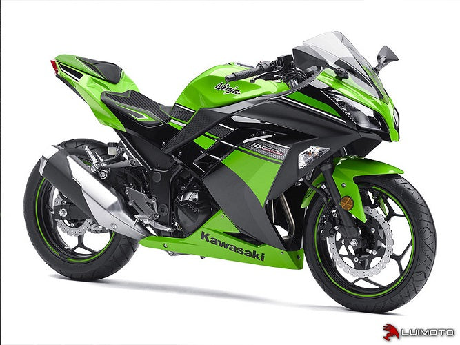 LuiMoto Team Kawasaki Seat Cover for 2013-2015 Kawasaki Ninja 300 - Black/CF Black/AL Black