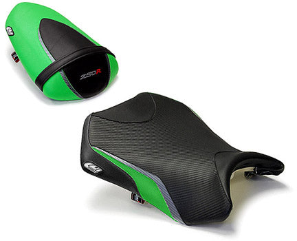 LuiMoto Sport Seat Covers '08-'12 Kawasaki Ninja 250R - Green/Gunmetal - Motostarz USA