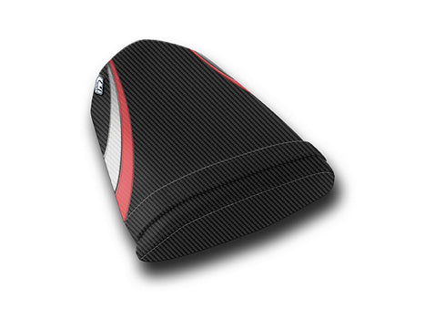 LuiMoto Team Suzuki Seat Covers for 2004-2005 Suzuki GSX-R 600/750 - CF Black/CF Red/CF Silver