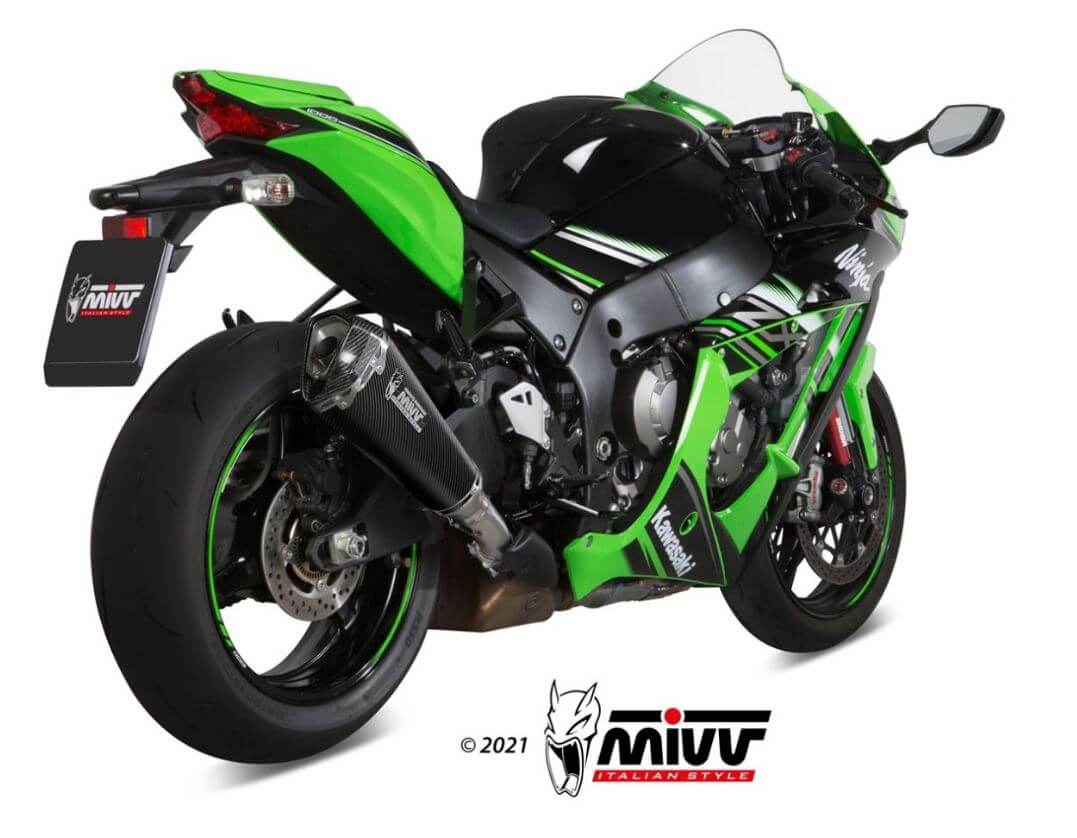 MIVV Delta Race Carbon Slip-On Exhaust '16-'23 Kawasaki ZX-10 R/RR/SE