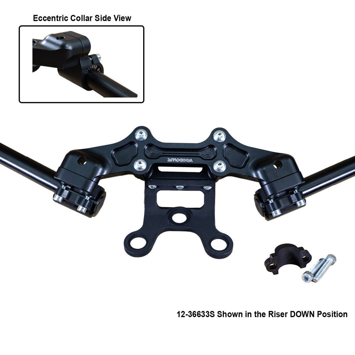 Woodcraft Clip-On Adapter Plate w/ Gauge Mount 18-21 Ducati Monster 797/821 | 35mm Front Adjustable Rise w/ Standard Black Bars and Reservoir Spacer