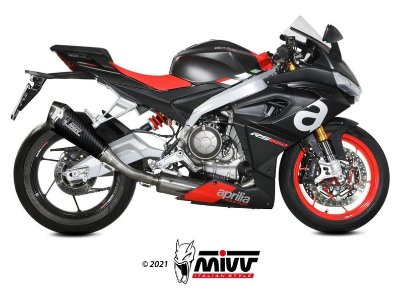 MIVV Delta Race Carbon Stainless Steel Full System Exhaust '21-'23 Aprilia Tuono 660