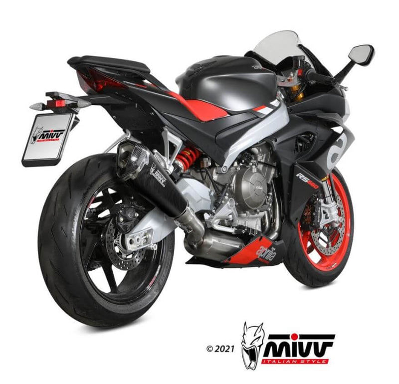 MIVV Delta Race Carbon Stainless Steel Full System Exhaust '21-'23 Aprilia Tuono 660