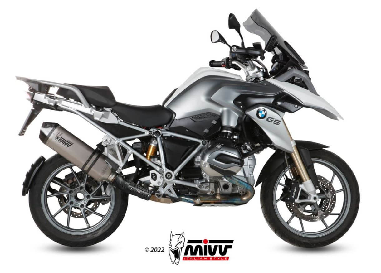 MIVV Speed Edge Titanium/Carbon Cap Slip-On Exhaust '13-'18 BMW R 1200 GS/ADV