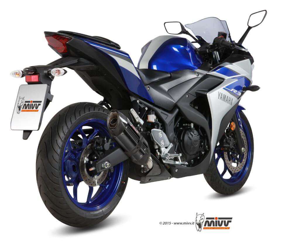 MIVV Suono Black Stainless Steel Slip-On Exhaust '15-'23 Yamaha R3