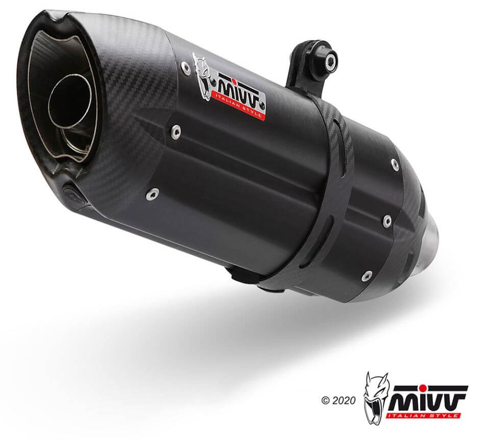 MIVV Suono Black Stainless Steel Slip-On Exhaust '08-'16 Aprilia Shiver 750