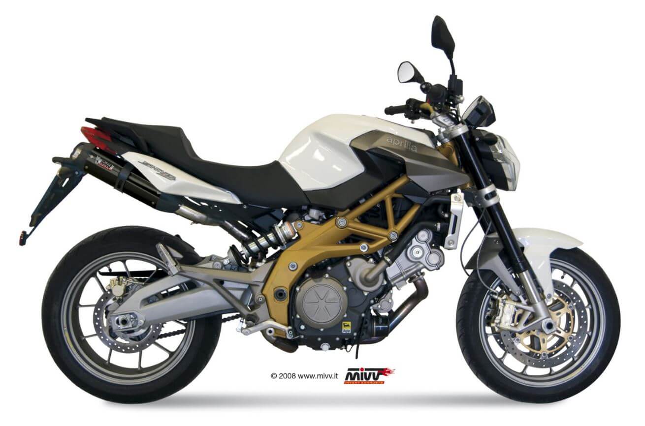 MIVV Suono Black Stainless Steel Slip-On Exhaust '08-'16 Aprilia Shiver 750
