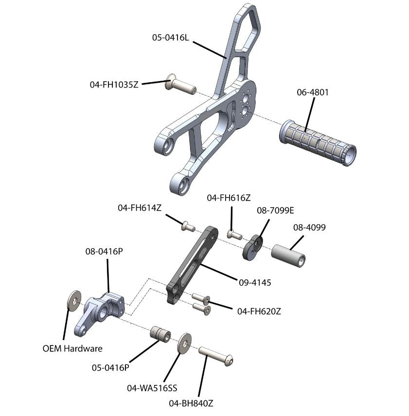 Woodcraft Complete Rearset '22-'24 Yamaha MT-10
