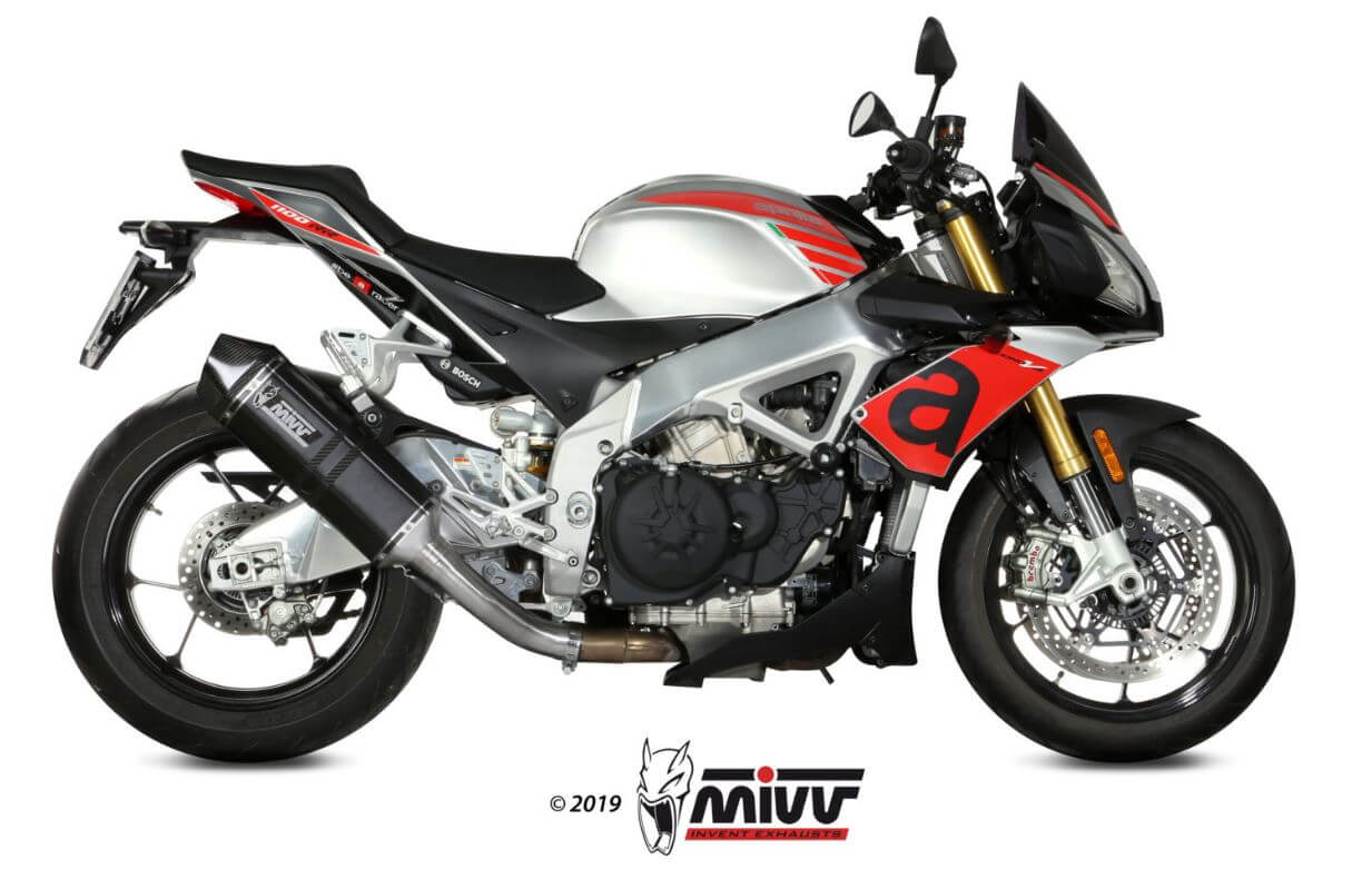 MIVV Speed Edge Black Stainless Steel Slip-On Exhaust '18-'20 Aprilia Tuono V4 1100