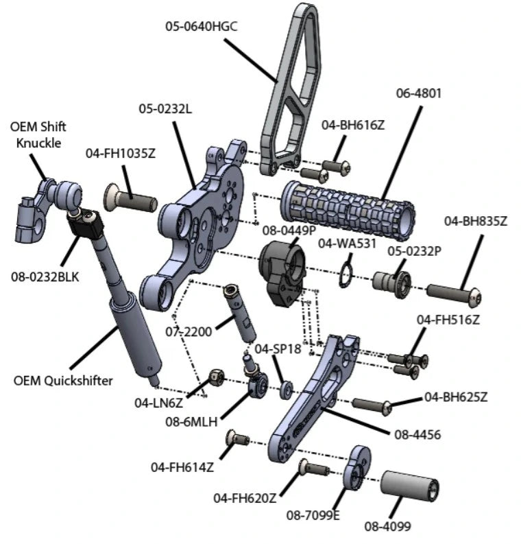 Woodcraft Complete Rearset 23-24 Suzuki GSX-8S/R | Std Shift