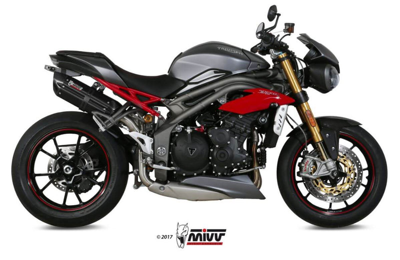 MIVV Suono Black Stainless Steel Slip-On Exhaust '16-'17 Triumph Speed Triple 1050 R/S/RS