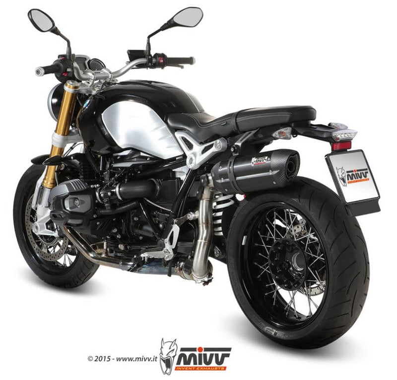 MIVV Suono Black Stainless Steel Slip-On Exhaust (High Position) '14-'20 BMW R Nine T