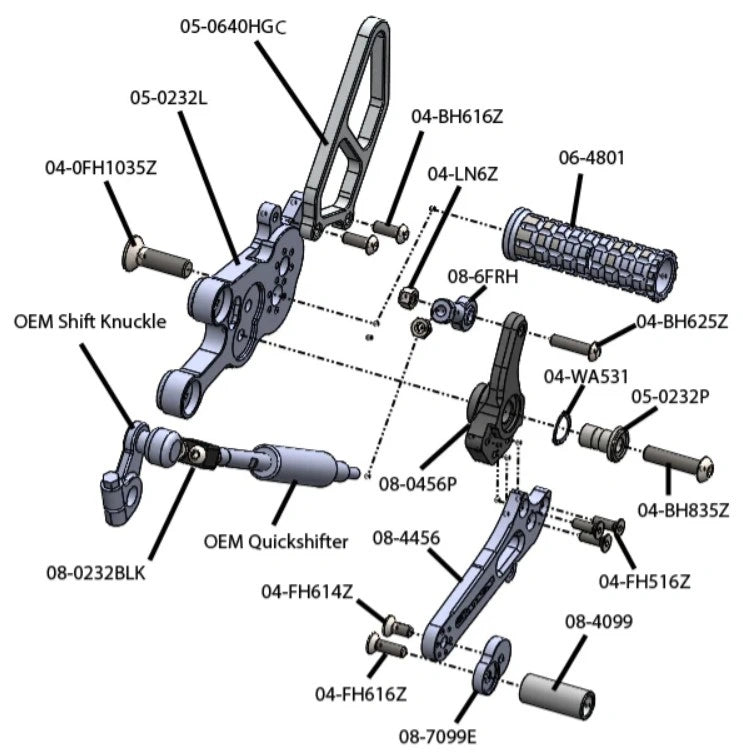 Woodcraft Complete Rearset 23-24 Suzuki GSX-8S/R | GP Shift