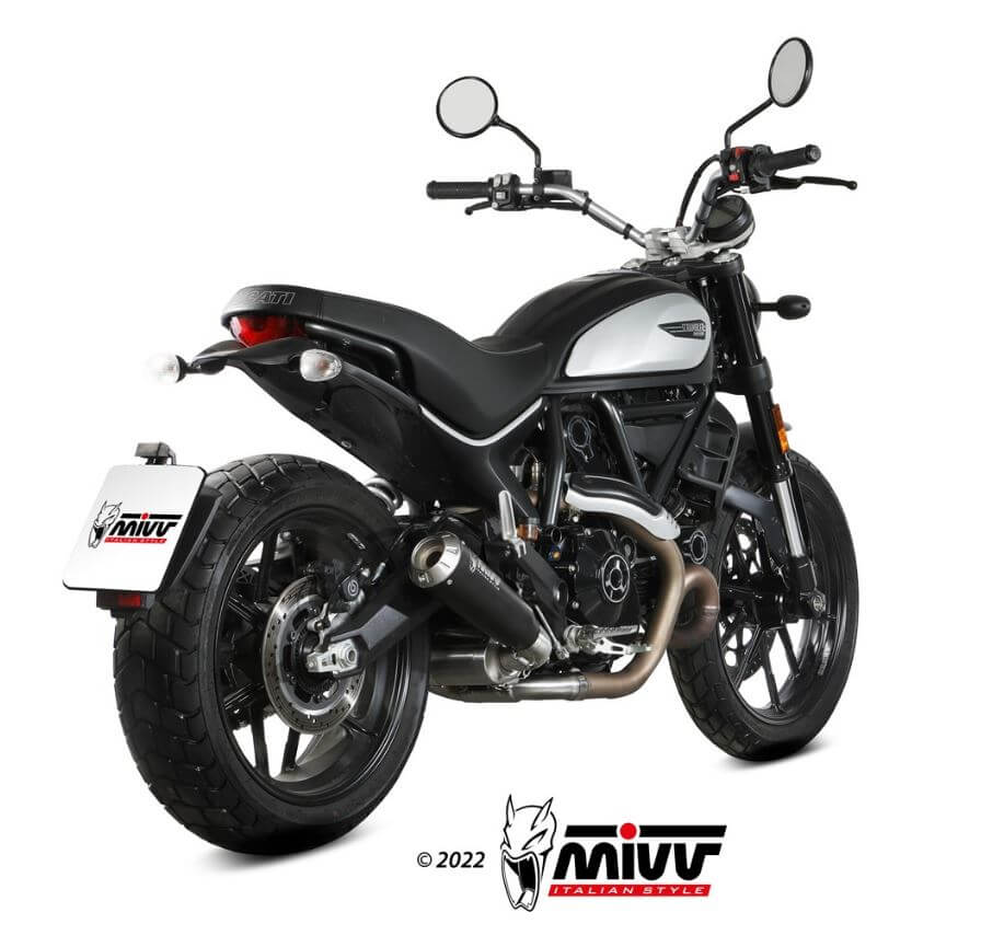 MIVV X-M1 Black Steel Slip-On Exhaust '21-'22 Ducati Scrambler 800