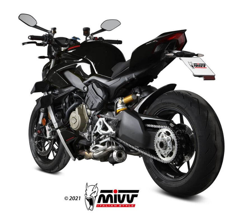 MIVV X-M1 Black Stainless Steel Slip-On Exhaust '20-'22 Ducati Streetfighter V4