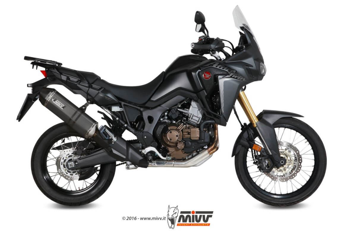 MIVV Speed Edge Black Stainless Steel Slip-On Exhaust '16-'19 Honda CRF 1000 L Africa Twin