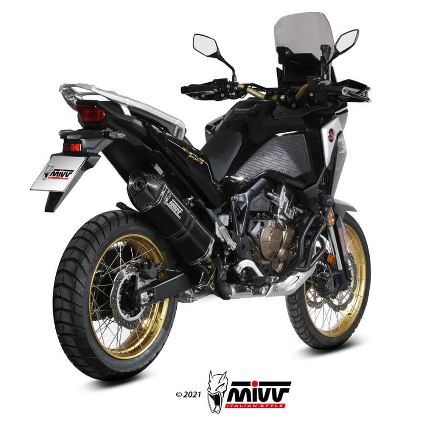 MIVV Speed Edge Black Stainless Steel Slip-On Exhaust '20-'23 Honda CRF 1100 L Africa Twin