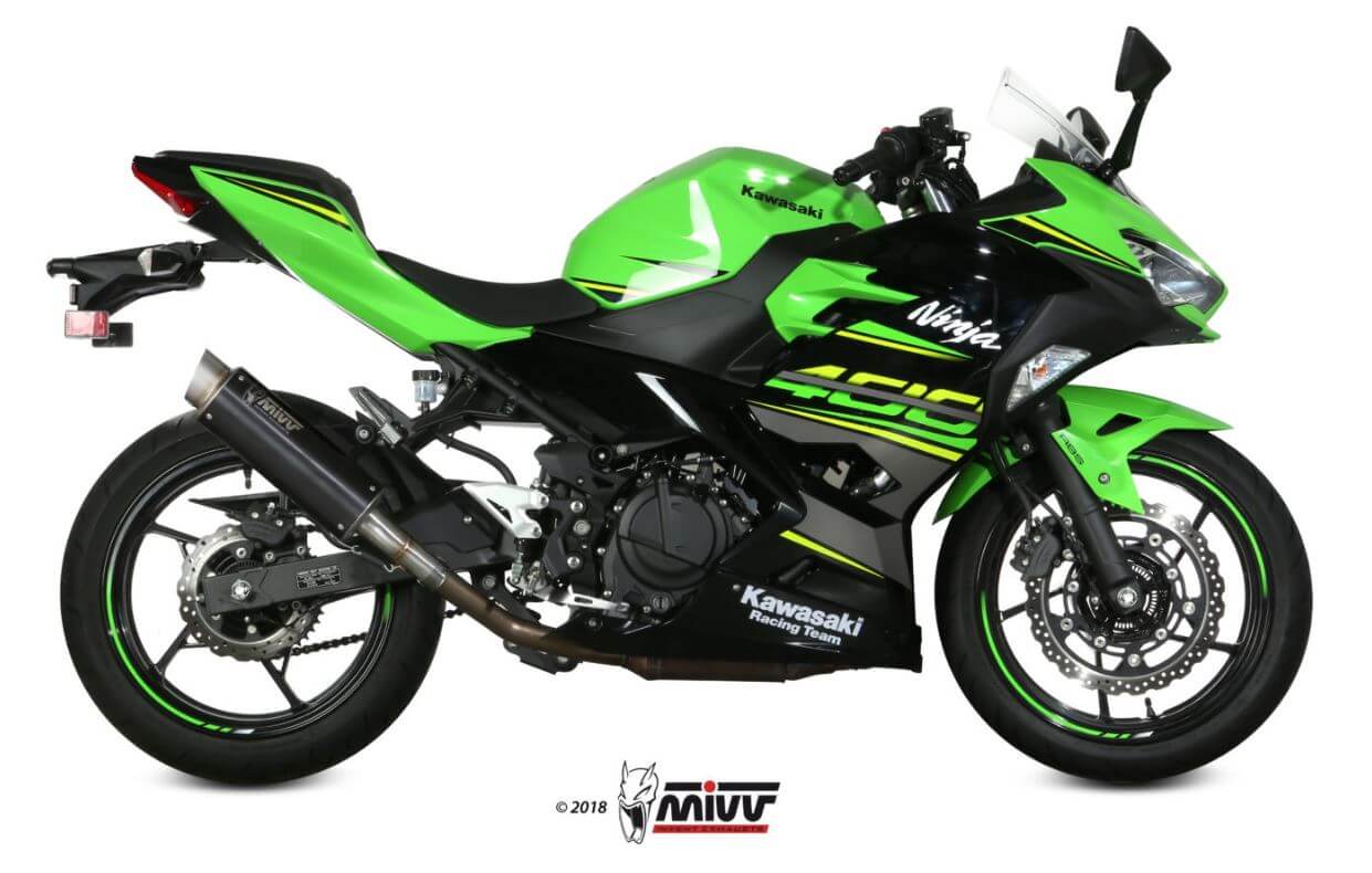 MIVV GP Pro Black Stainless Steel Slip-On Exhaust '18/'19-'23 Kawasaki Ninja 400/Z400