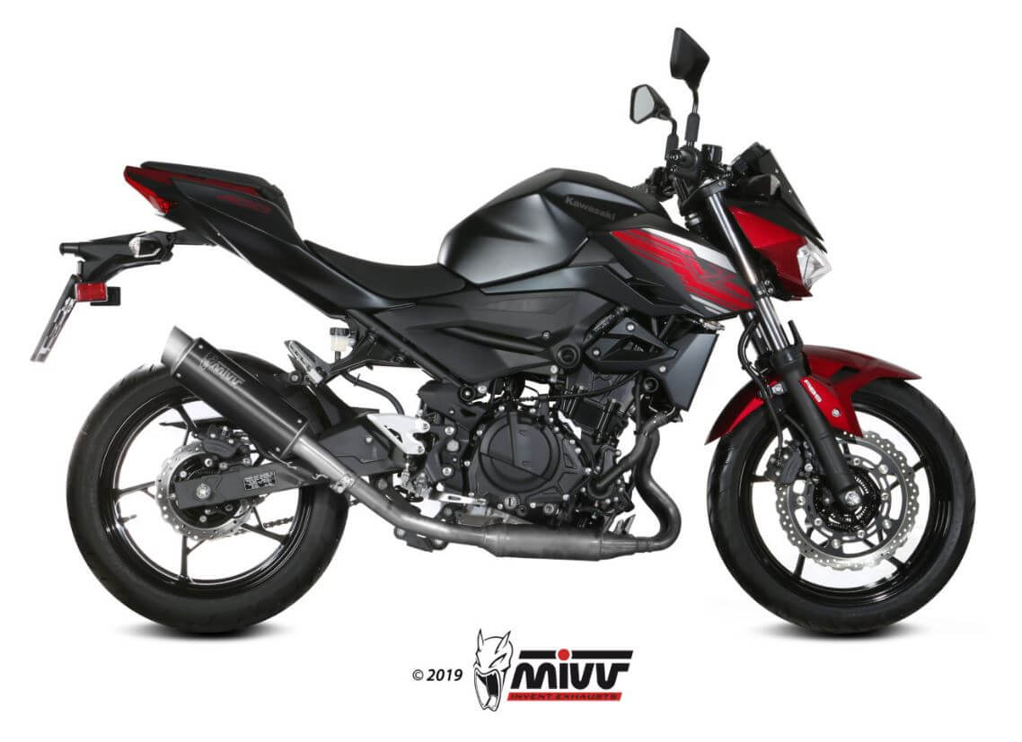 MIVV GP Pro Black Stainless Steel Slip-On Exhaust '18/'19-'23 Kawasaki Ninja 400/Z400