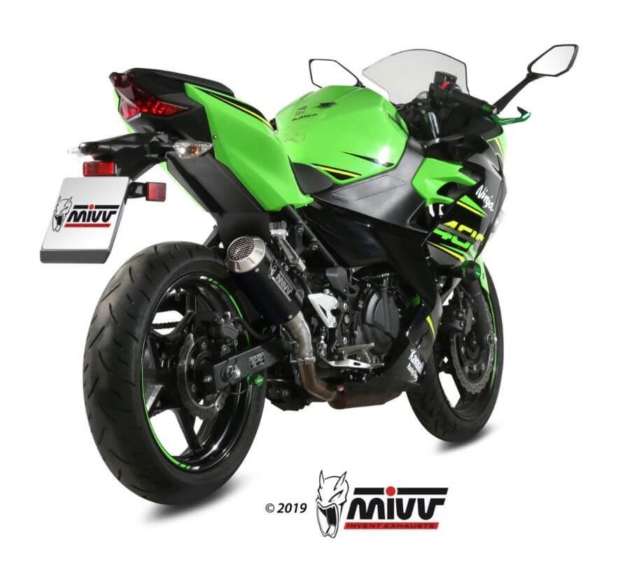 MIVV MK3 Carbon Slip-On Exhaust '18/'19-'23 Kawasaki Ninja 400/Z400