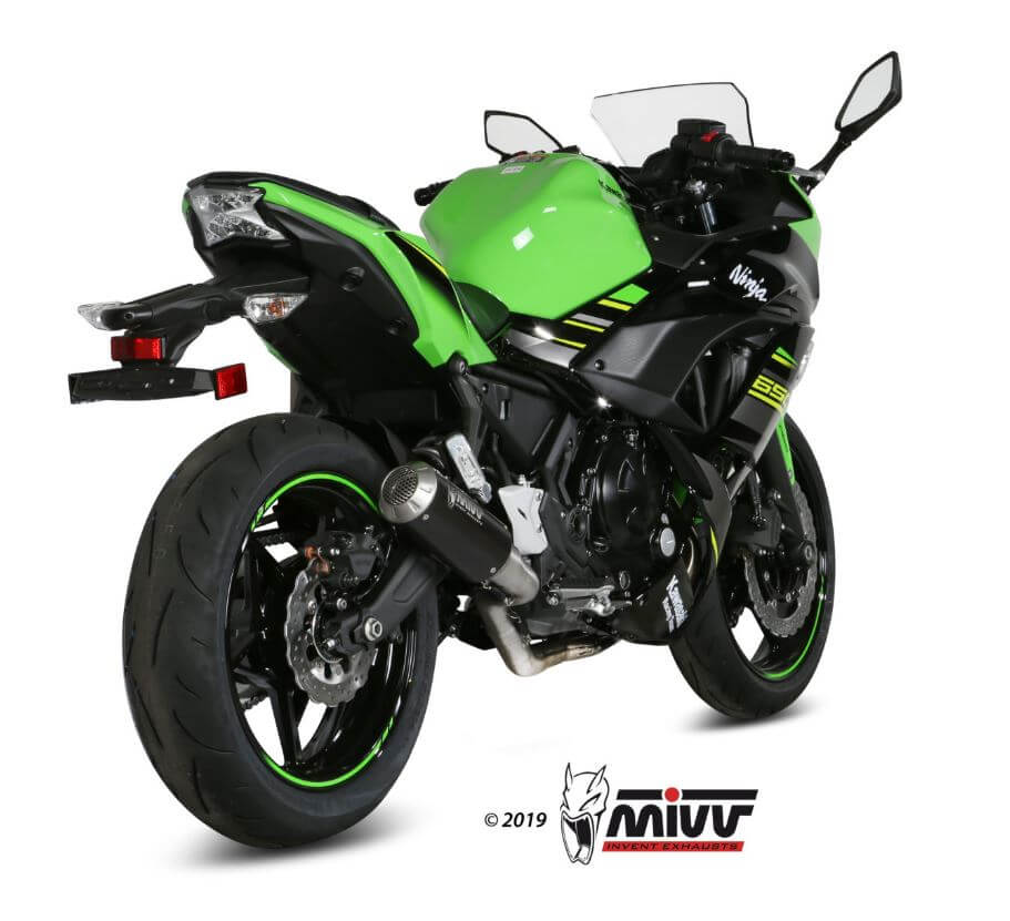MIVV MK3 Black Stainless Steel Full System Exhaust '17-'23 Kawasaki Ninja 650/Z650