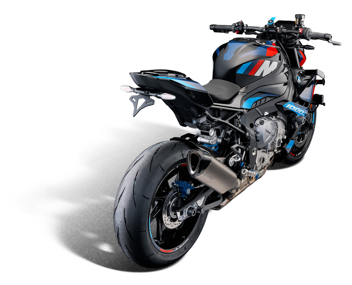 Evotech Performance Quad Lock handlebar clamp mount on BMW S1000R offside elevated view
