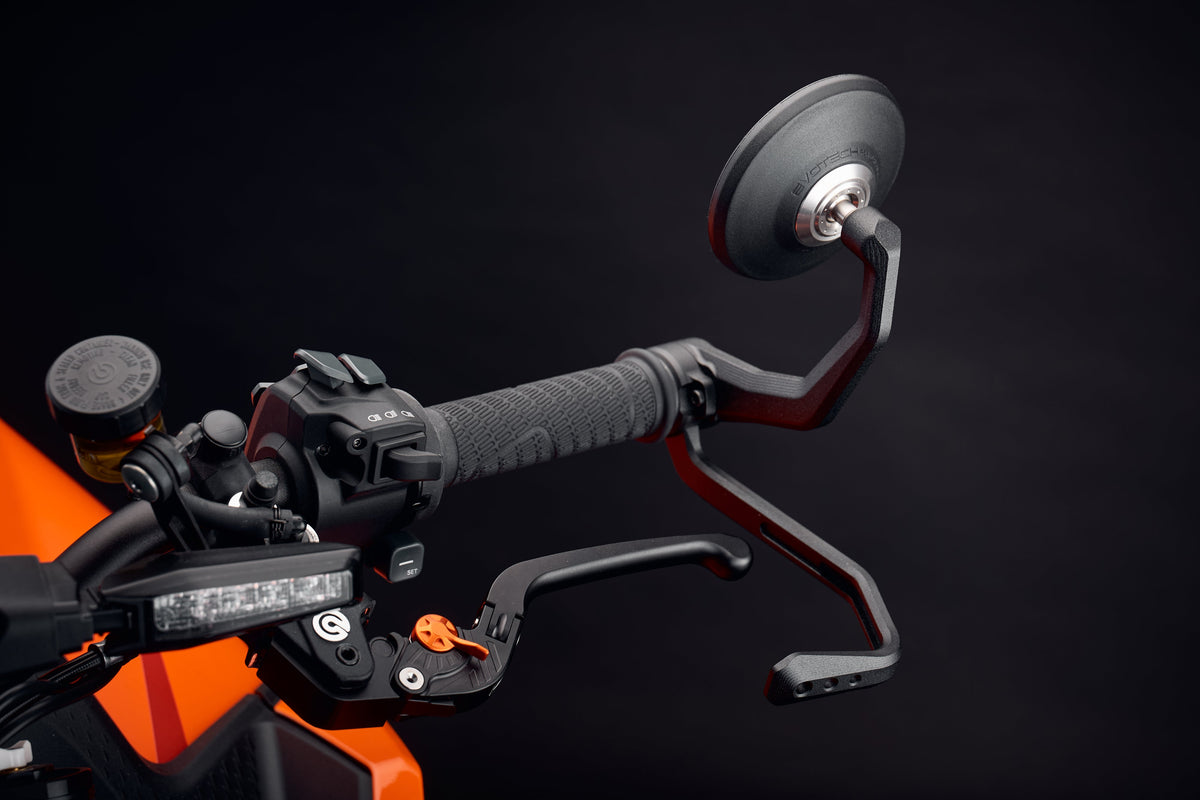 Evotech Performance Bar End Mirrors / Brake & Clutch Protector Kit (Retro) 24-26 KTM 990 Duke/R