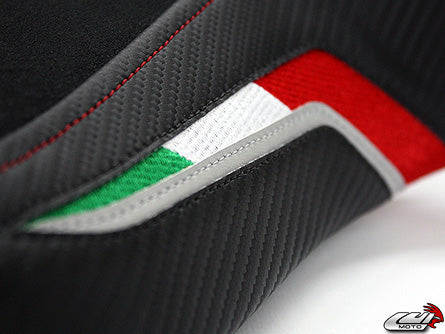 LuiMoto Team Italia Suede Seat Cover 10-11 MV Agusta Brutale 990R Black/Gunmetal Stitch