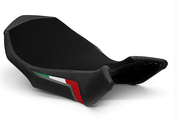 LuiMoto Team Italia Suede Seat Cover 10-11 MV Agusta Brutale 990R Black/Gunmetal Stitch