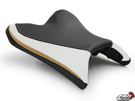 LuiMoto Sport Seat Covers '10-'14 Yamaha FZ8/Fazer 8 - CF Black/CF Pearl/Gold - Motostarz USA