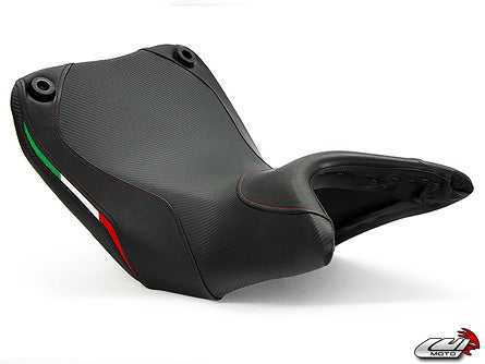 LuiMoto Team Italia Seat Covers 2010-2014 Ducati Multistrada - CF Black w/Red Stitching