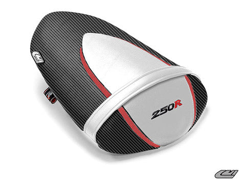 LuiMoto Sport Seat Covers '08-'12 Kawasaki Ninja 250R - White/Deep Red - Motostarz USA