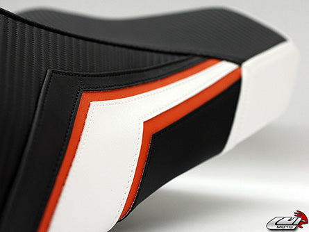 LuiMoto Sport Seat Covers '10-'13 Kawasaki Z1000 - CF Black/Orange/White - Motostarz USA