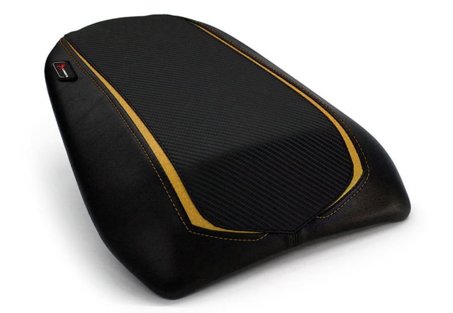 LuiMoto Sport Seat Covers '12-'16 Kawasaki ER6N/ER6F (Ninja 650R) - CF Black/Yellow
