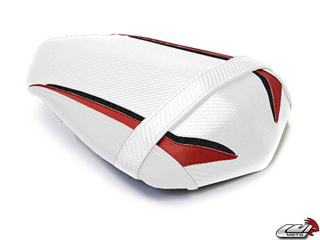 LuiMoto Raven Edition Seat Cover '09-'14 Yamaha YZF R1 - CF White/Red - Motostarz USA