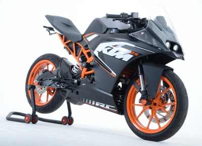 R&G Racing No-Cut Frame Sliders for 2014-2015 KTM RC 125/200/390 | CP0377BL