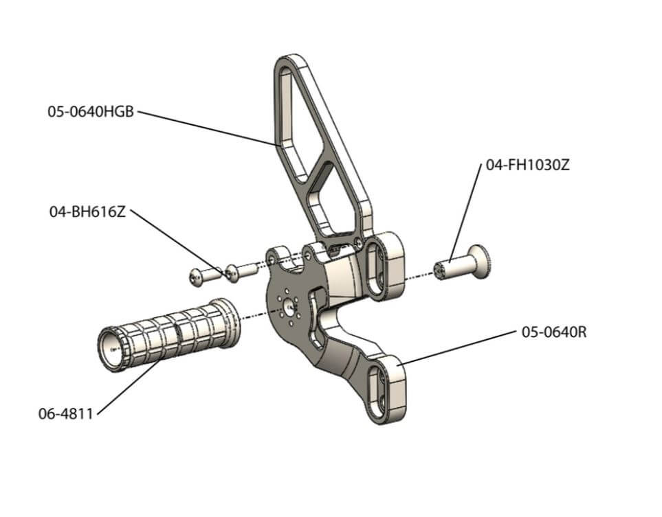 Woodcraft Standard Shift Rearset With Shift Lever for Ducati 848/1098/1198