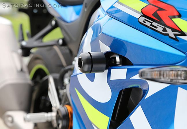 Sato Racing No-Cut Frame Sliders 2017+ Suzuki GSX-R1000/R | S-GSX117FS-BK