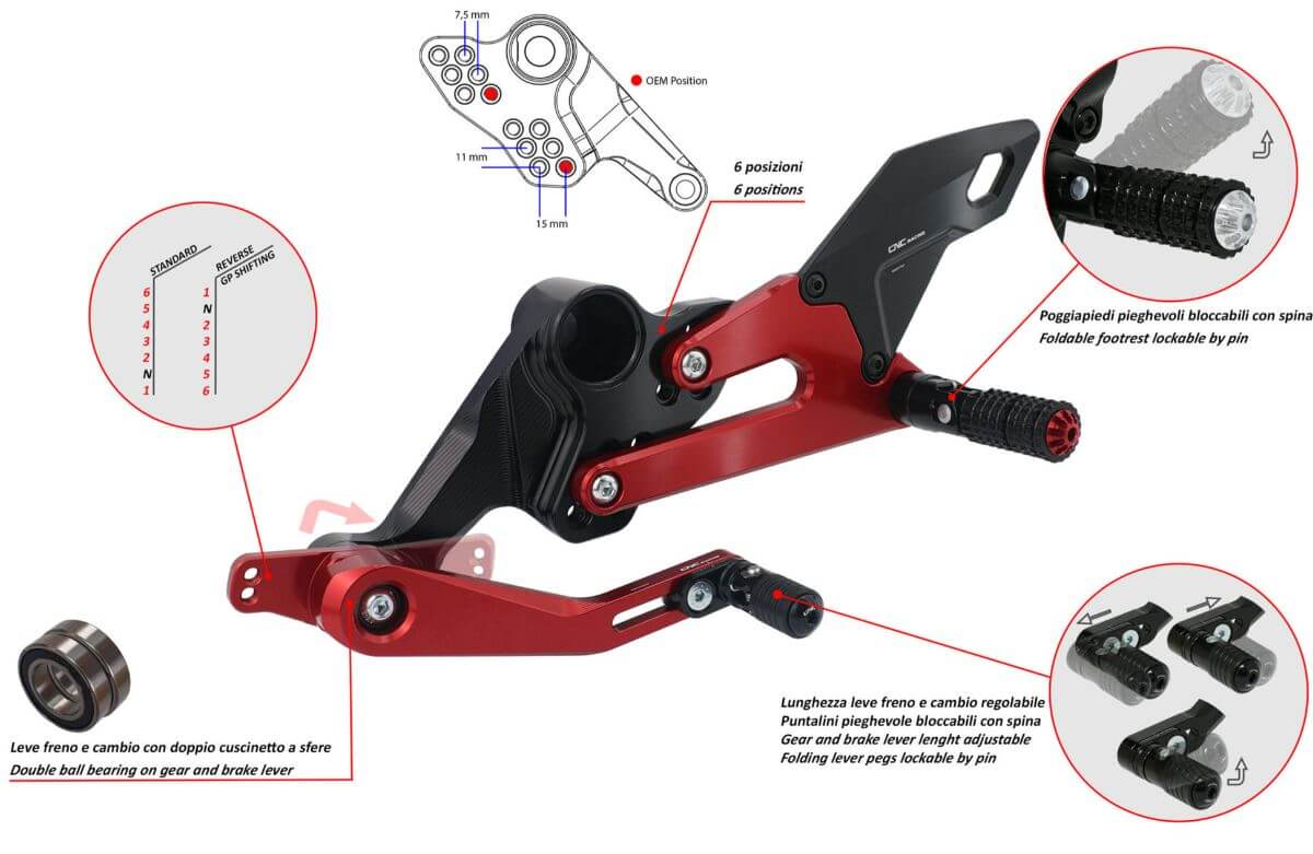 CNC Racing Adjustable Rearsets '21-'22 Aprilia RS 660