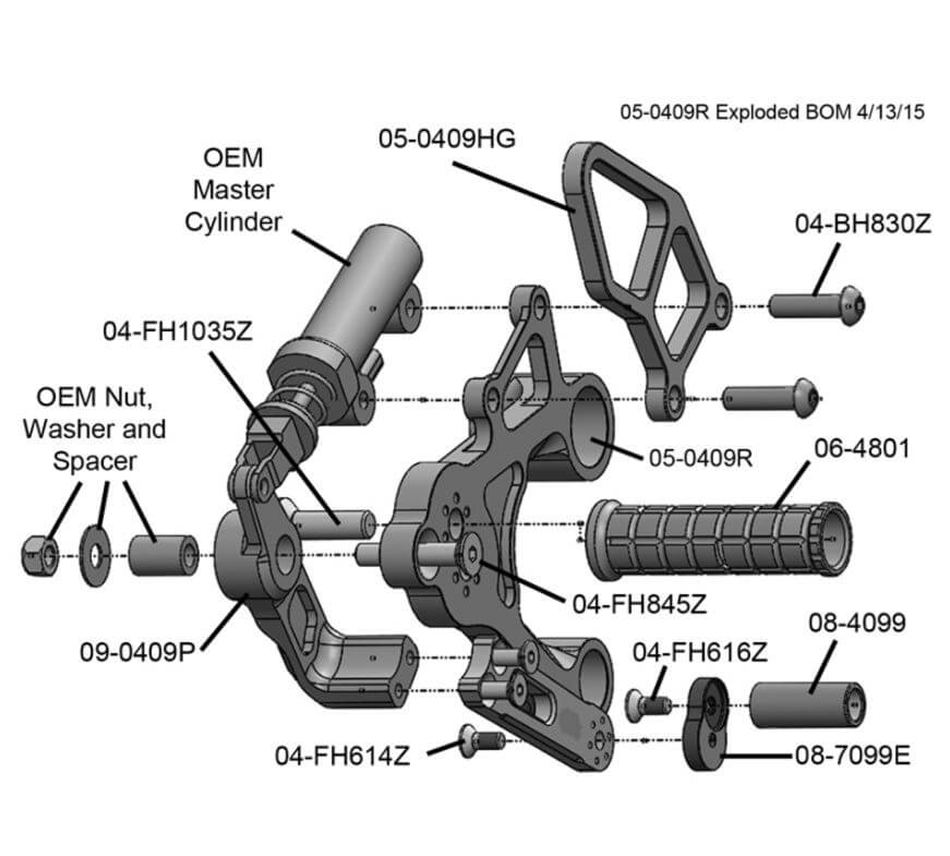 Woodcraft Adjustable Rearsets '14-'20 Yamaha FZ-09/MT-09/XSR900/FJ-09
