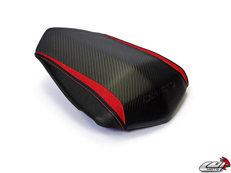 LuiMoto Sport Seat Covers '09-'14 Yamaha YZF R1 - CF Black/SP Red - Motostarz USA