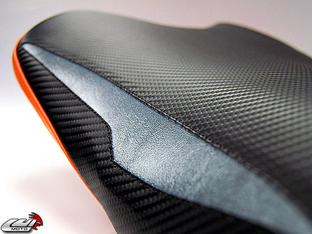 LuiMoto Raven Edition Seat Cover '08-'16 Yamaha YZF R6 - CF Black/Gunmetal/Orange - Motostarz USA