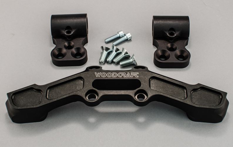 Woodcraft Clip-On Adapter Plate Riser Set w.Long Black Bar for '15-'16 Ducati Scrambler