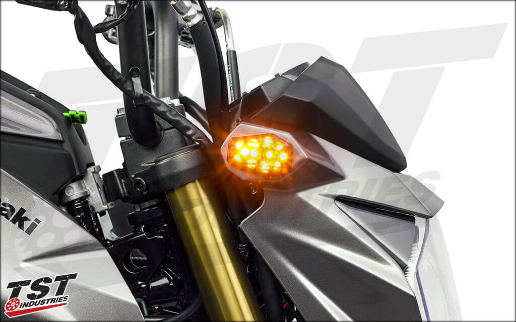 TST Industries LED Front Flushmount Turn Signals for 17-26 Kawasaki Z125