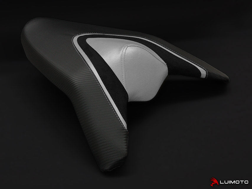 Luimoto Custom Seat Cover For Aprilia RSV4 (2009-2020) - Black/Red Suede & Vinyl - Front