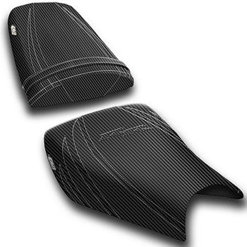 LuiMoto Tribal Flight CF Seat Covers 2004-2007 Honda CBR1000RR - CF Black w/Silver Stitching
