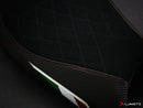 LuiMoto Diamond Edition Seat Cover for Ducati Monster 696/796/1100 - Suede/Cf Black/Cf Pearl