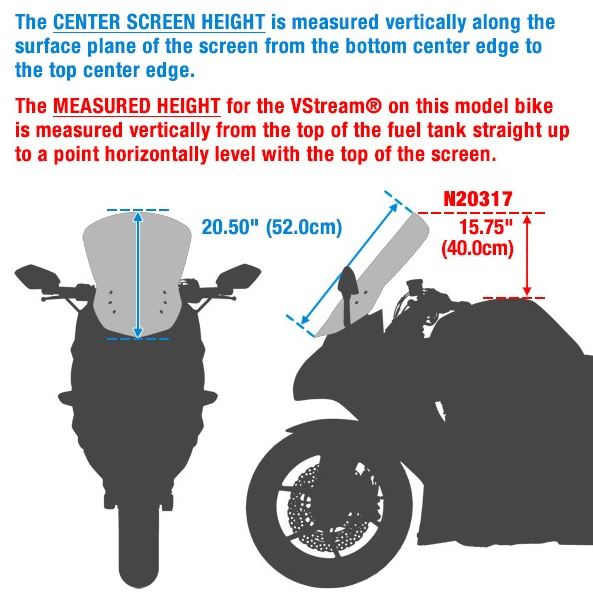 National Cycle VStream+ Sport/Tour Windscreen 2015-2016 Yamaha FJ-09 / MT-09 Tracer [N20317]