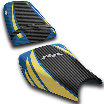 LuiMoto Tribal Flight CF Seat Covers 2004-2007 Honda CBR1000RR - CF Black/Yellow/Blue